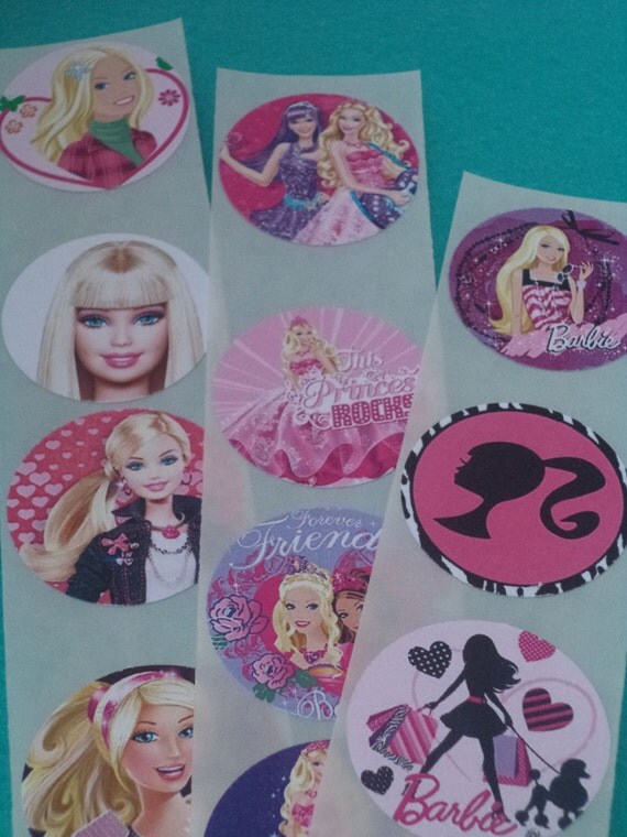 Pink Barbie Birthday Party 1.5 inch stickers by ArtistryAtHome