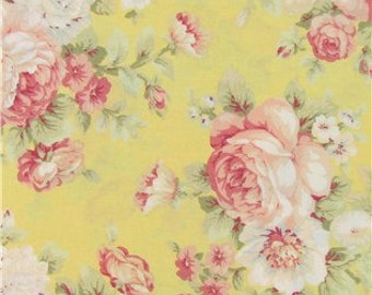 cottage shabby chic cabbage roses on yellow fabric bty with free shipping to usa 100 cotton cottage shabby chic cabbage roses on yellow fabric bty with free shipping to usa 100 cotton