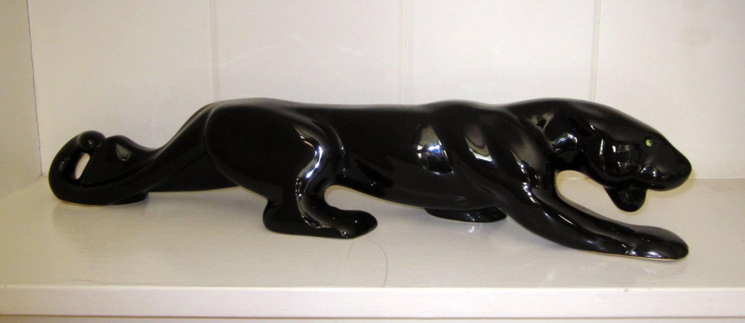 porcelain black panther statue