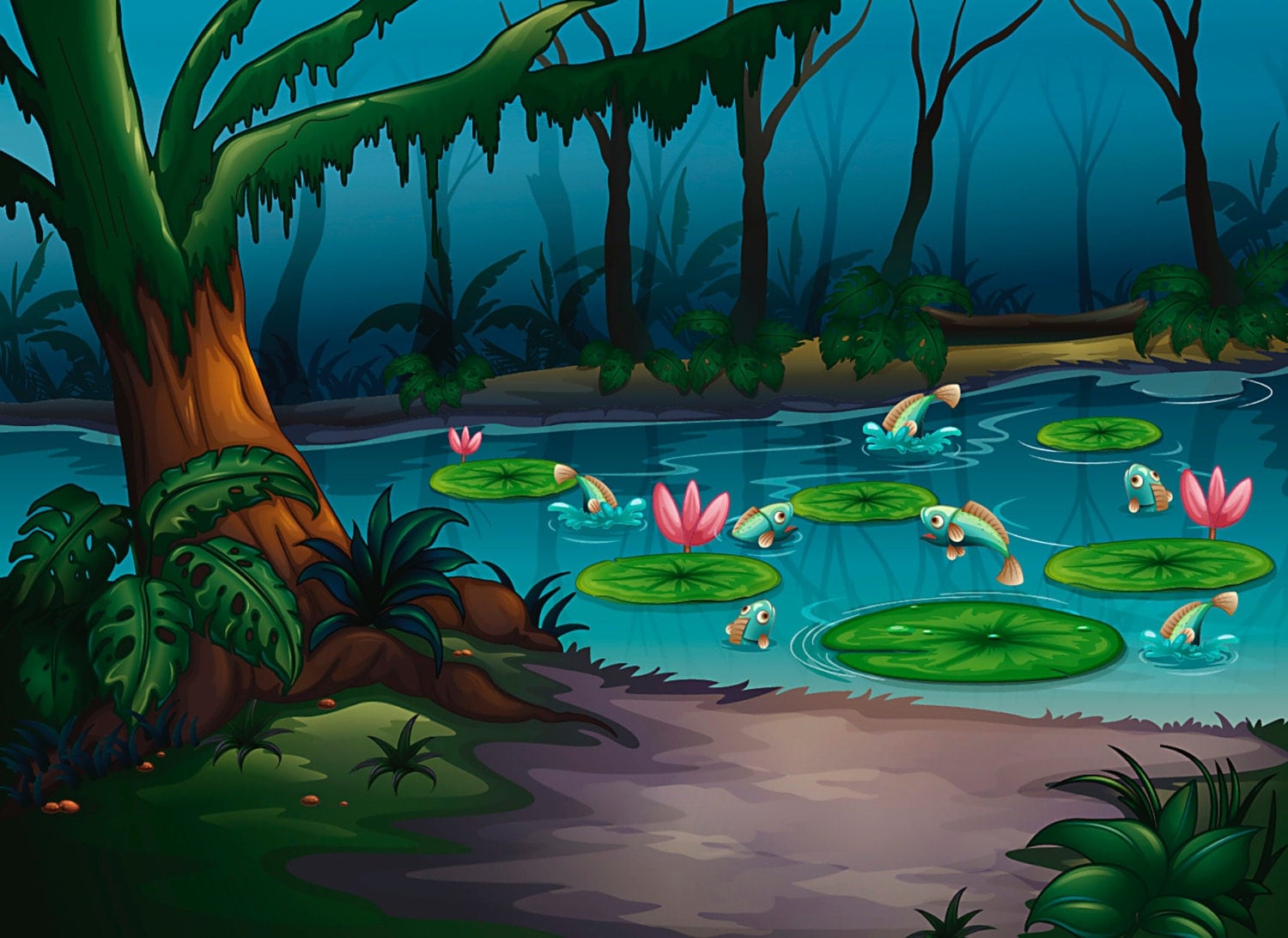 Pond Nature Wall Decal Nature Wall Decal Cartoon Pond Wall