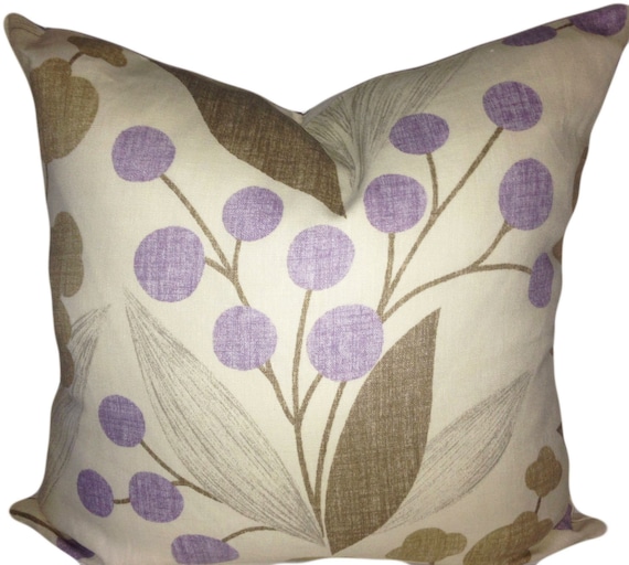 Kravet Purple and Tan Floral Capparis Decorative Pillow Cover