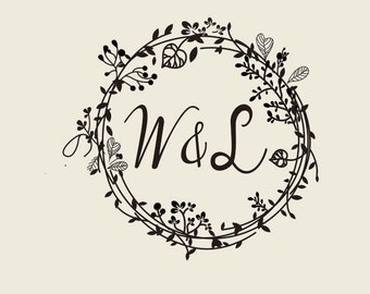 wedding stamps-Floral Frames rubber stamp -custom initial stamps -custom rubber stamp-wreath & Flower stamp-calligraphy stamp-