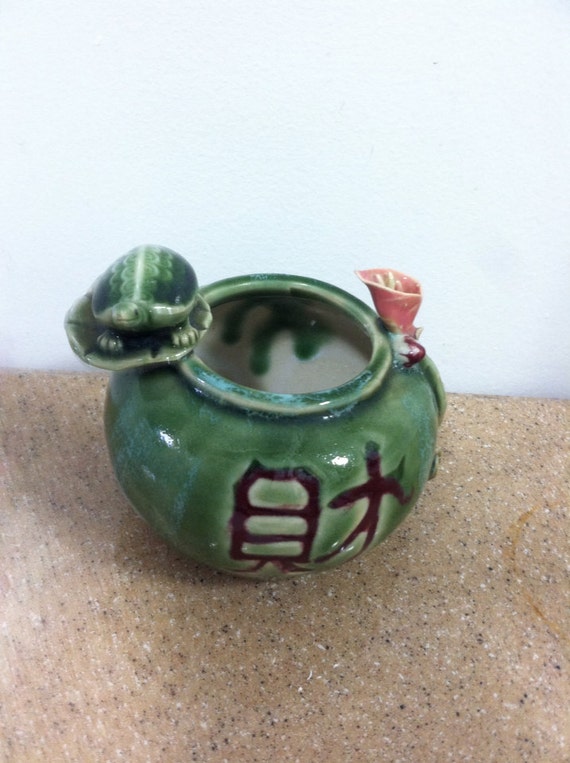 Turtle Ceramic Bowl with a Flower