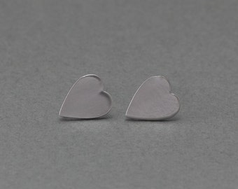 Heart Post Earring . Earring Component . 925 Sterling Silver Post . Matte Original Rhodium Plated over Brass / 2 Pcs - FC025-MR