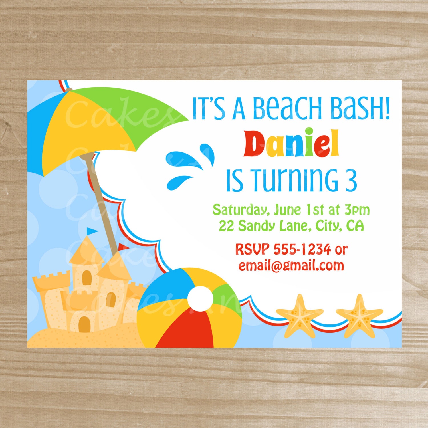 Dormouseworld Beach Birthday Invitations