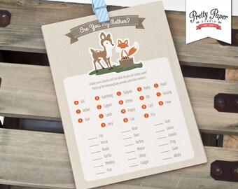 Animal Match Game - Woodland Baby Shower // INSTANT DOWNLOAD // Deer Fox Baby Shower Game // Gender Neutral // Printable Digital BS03