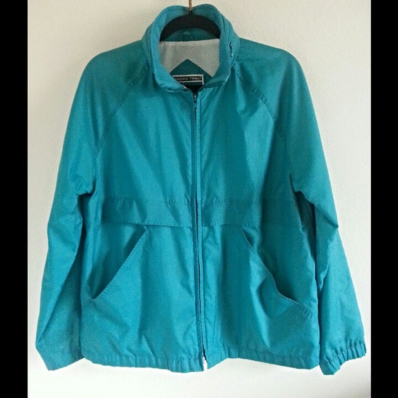 80s Mens Blue-Green Lightweight Vintage Jacket