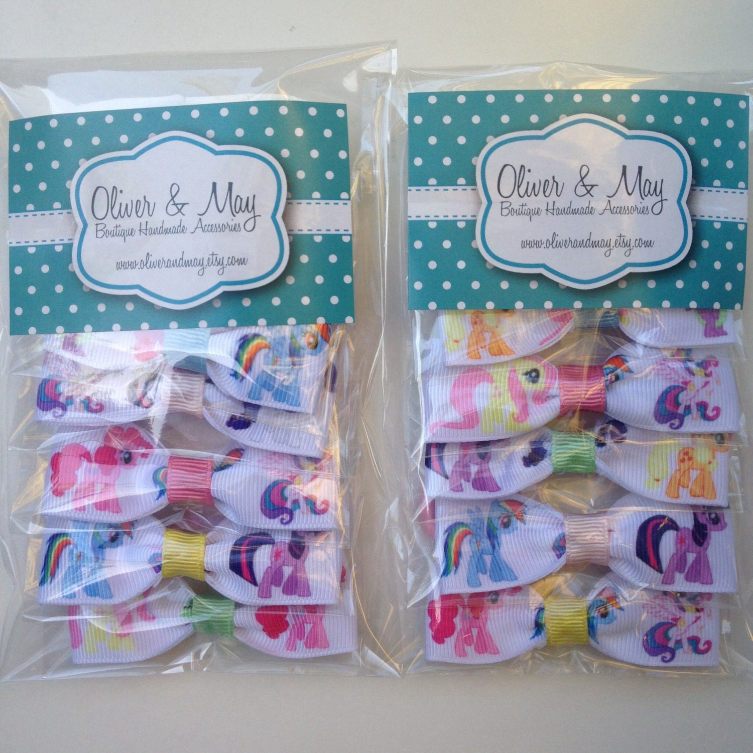 12 My Little Pony Birthday Party Favor Elastic Hairbow Ties My by OliverAndMay Etsy