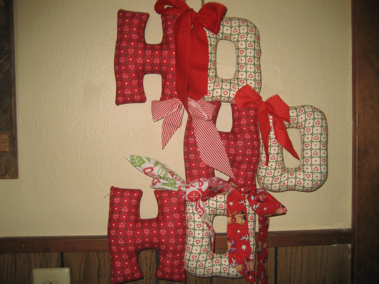 Christmas Wall Hanging Decoration. Ho Ho Ho . 19" Long X 15" Wide.