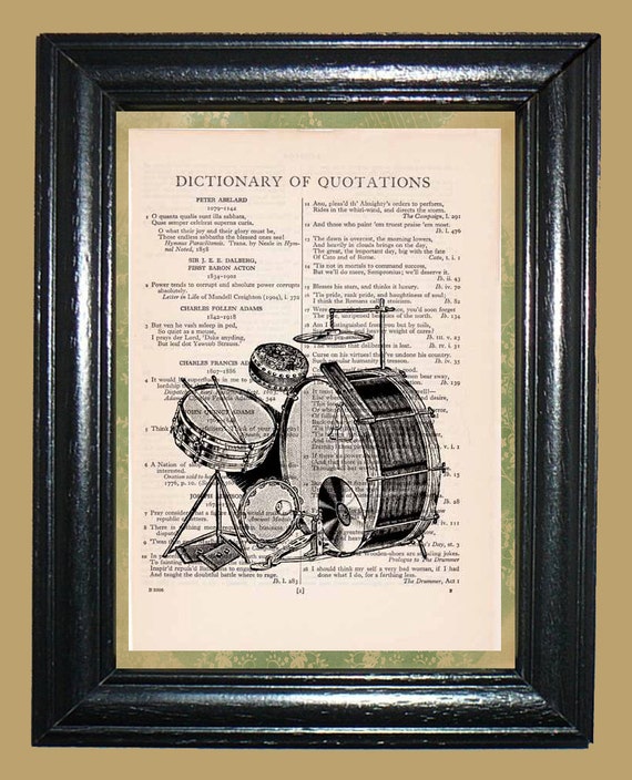 Modern Drum Set Vintage Dictionary Page Art Beautiful