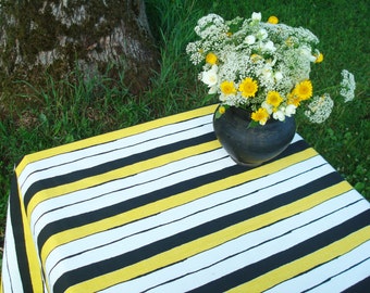 tablecloth striped stripe cotton fabric square popular items cott easter yellow