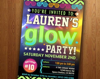 Glow In The Dark Party: Printable Birthday Invitation