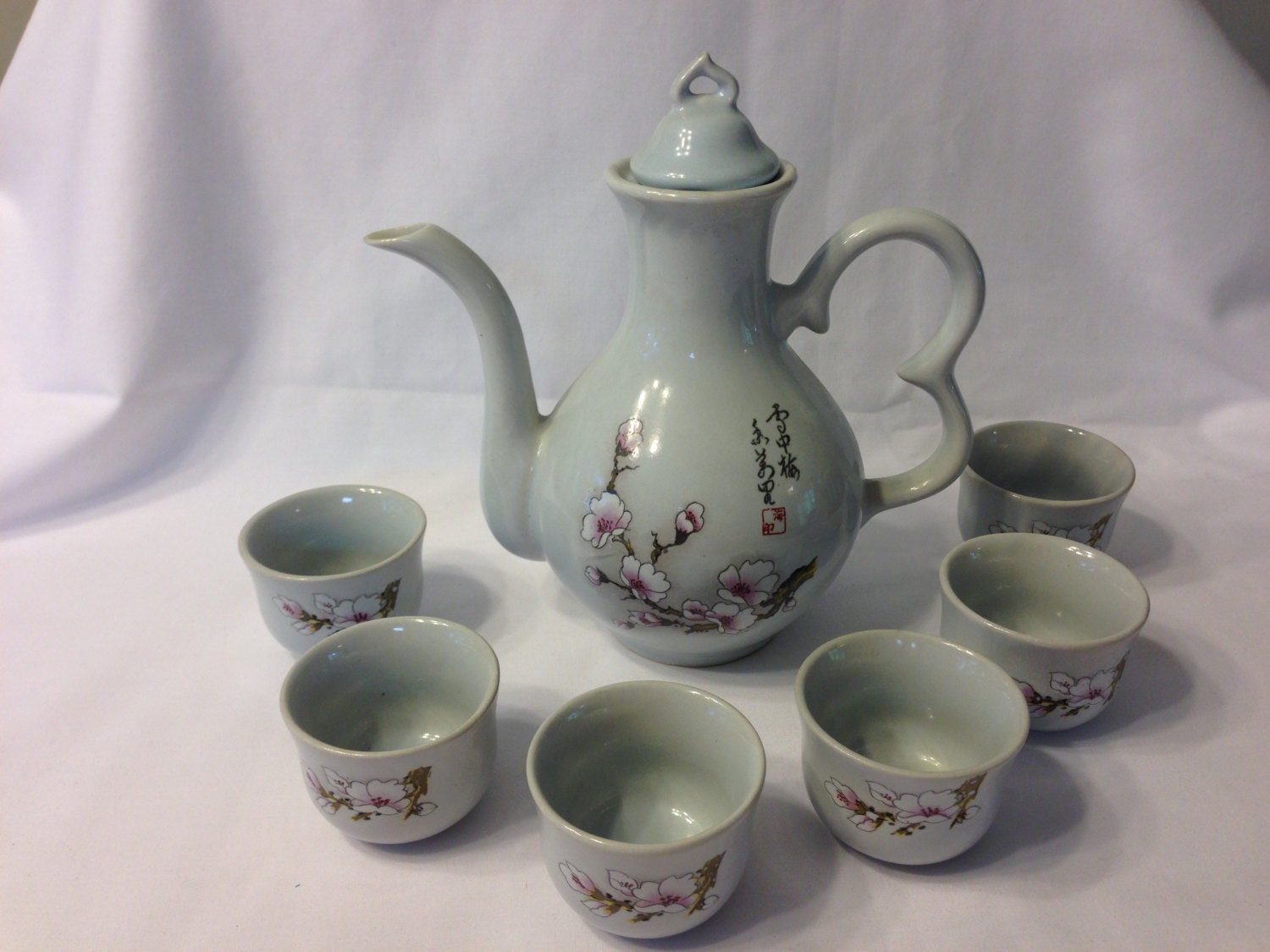 Japanese Sake Teapot and 6 Cups Haute Juice