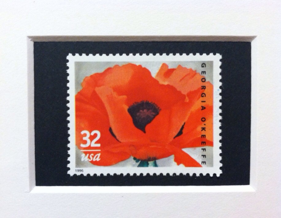O'Keeffe Flower Custom Framed Single Stamp Art