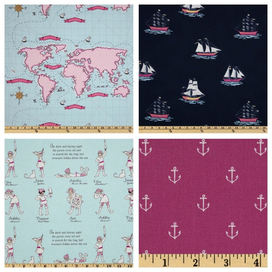 Nautical Box Pleat Crib Skirt for baby girl or by TASbabyfactory