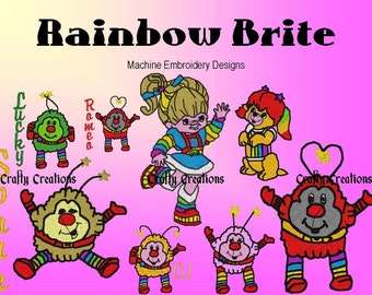  Rainbow  Brite  Machine Embroidery Design Patterns 4x4 5x7 