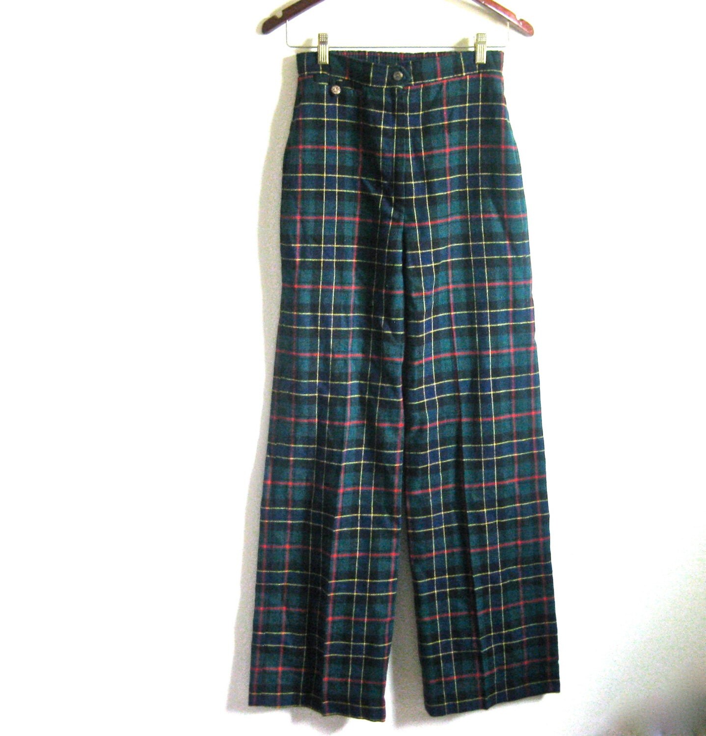 yellow plaid flare pants