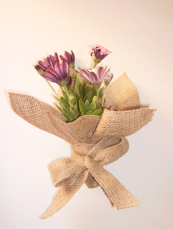 Burlap Hessian Wedding Bridal Bouquet Wrap by CowDogDesign