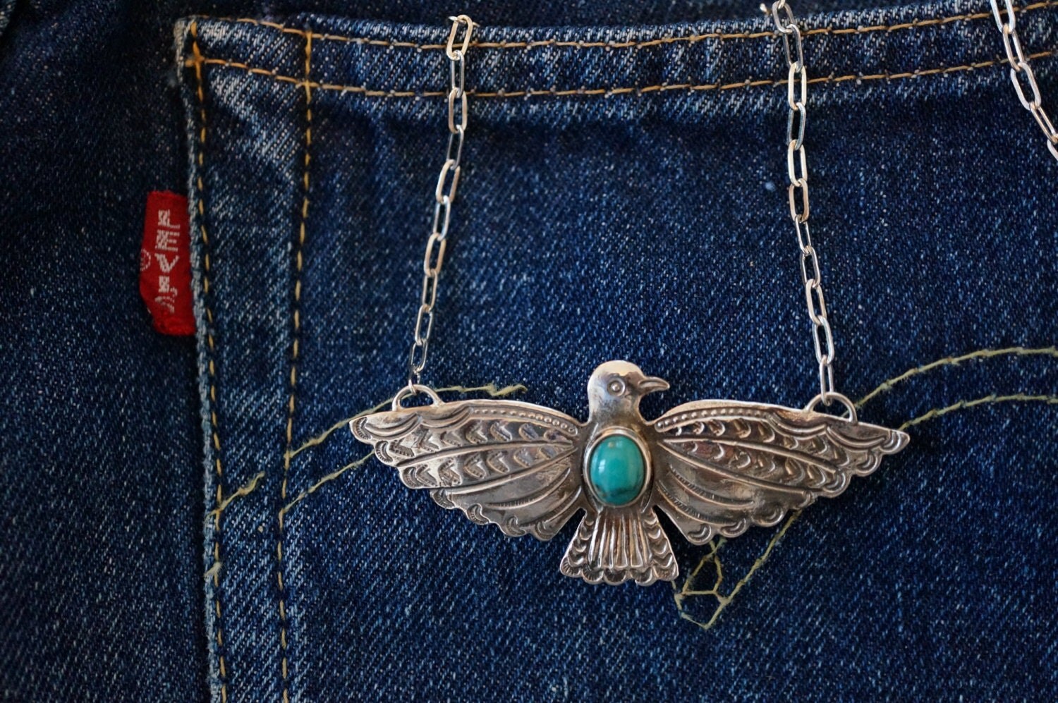 Sterling Silver Thunderbird Necklace by IndigoRiverStudios on Etsy