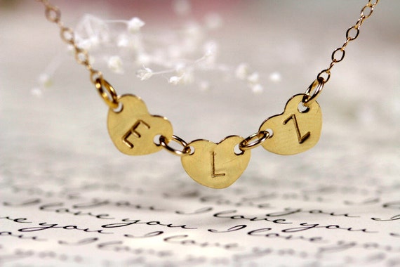gold heart monogram necklace