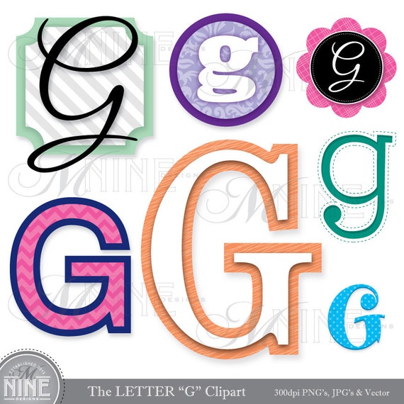Items similar to LETTERS CLIPART Letter "G" Clip Art Graphics Vector ...