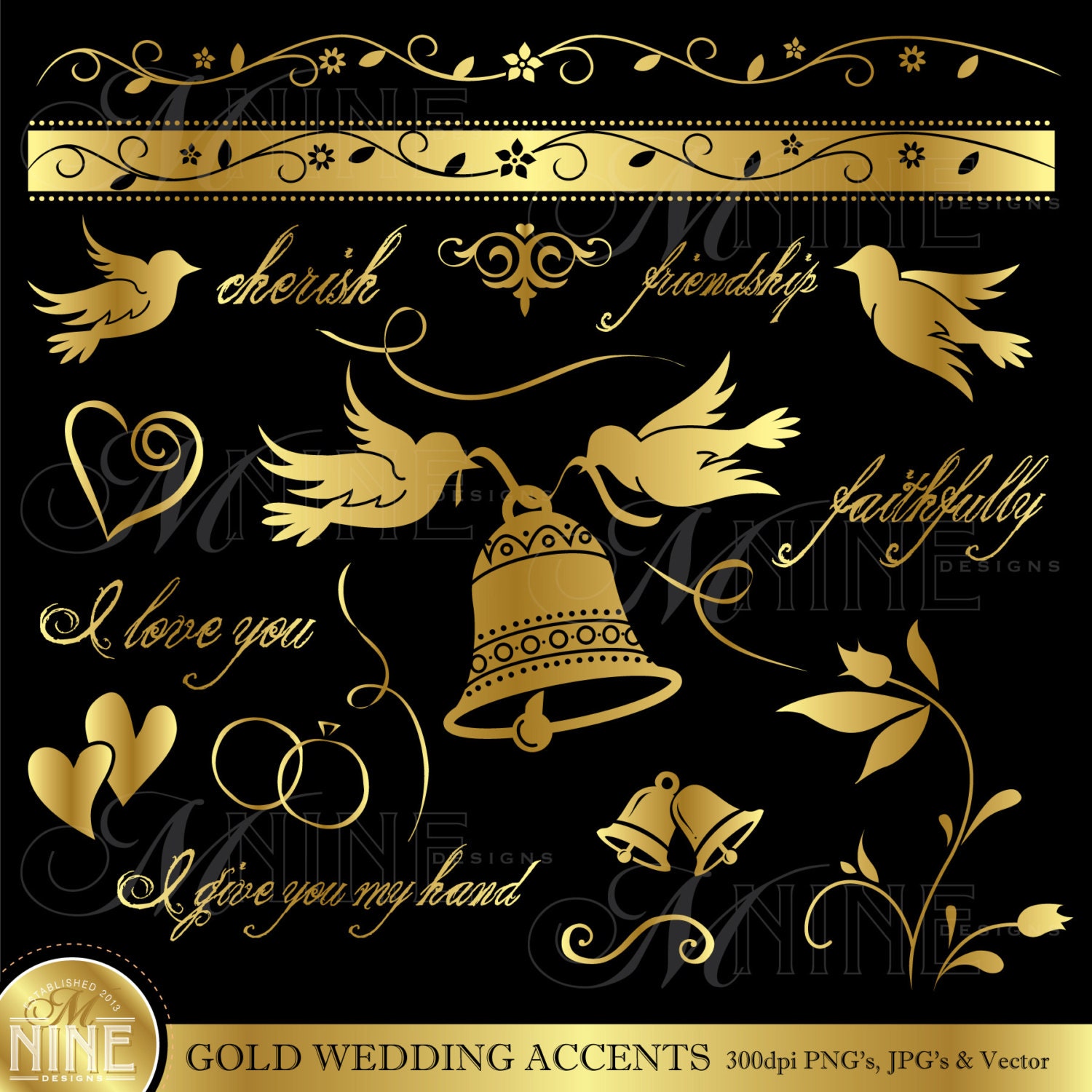 clipart gold hochzeit