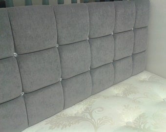 Crystal Buttoned Grey 5ft King Size 24