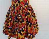 Orange Multi African Print Knee Length Skirt