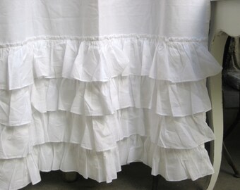 1 Panel White Ruffle Curtain Cotton Base - Light Weight Chiffon Ruffles ...