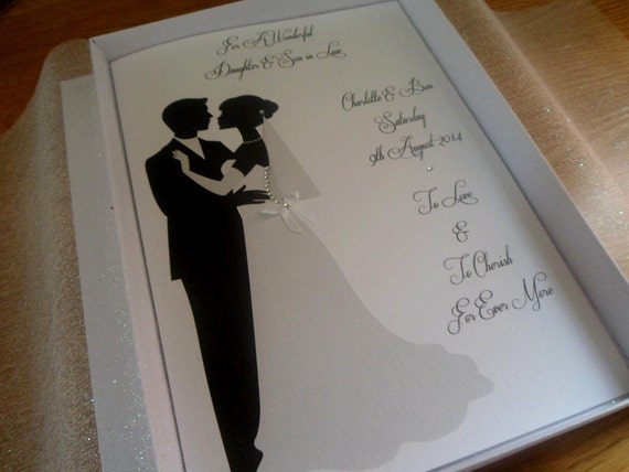 Handmade Personalised A5 Boxed Wedding Card Organza Lined With