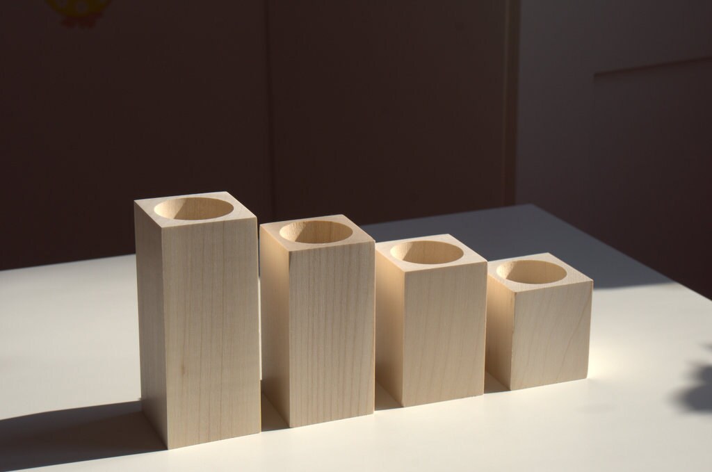 Set of 4 wooden candlesticks unfinished items