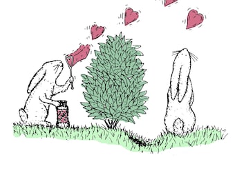 Bunny Bubbles (Hand Painted Illustration)
