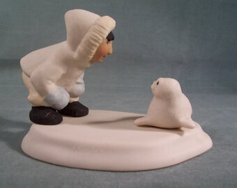 Alaska Porcelain Figurine Child with Baby Seal S415