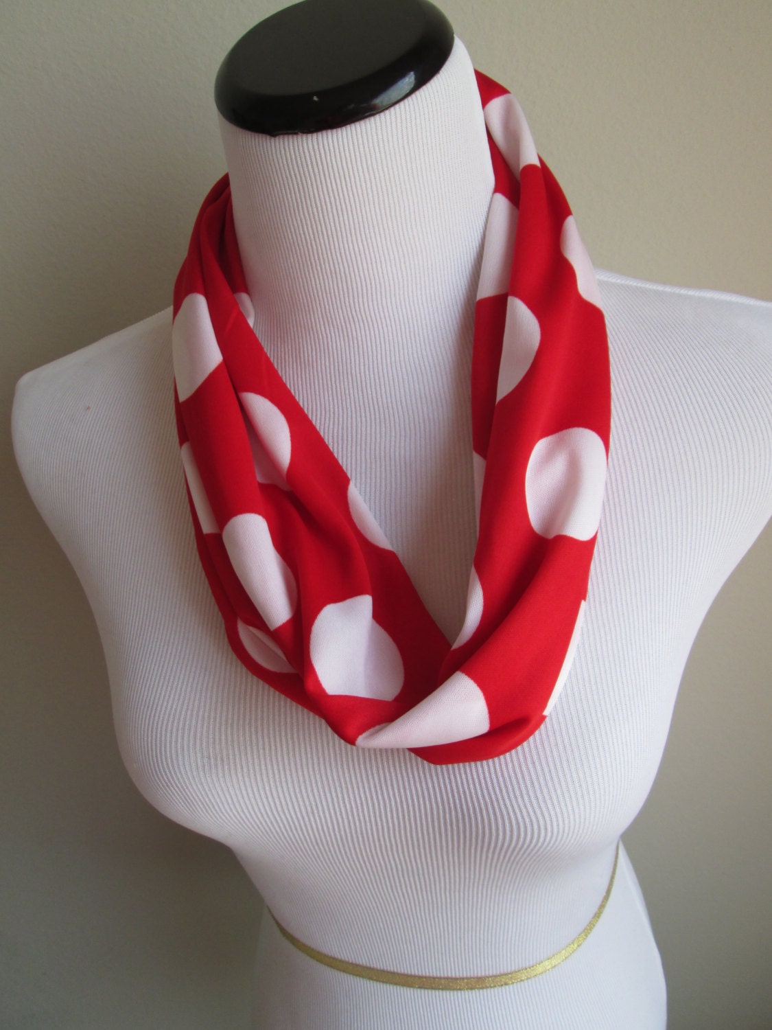 Red And White Polka Dot Infinity Scarf By Elevenstyle On Etsy