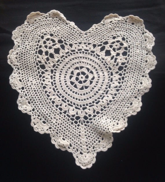 Crocheted DoilyHeart Shaped