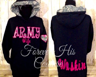 ARMY Wife ACU camo hood pullover Army by ForeverHisCouture on Etsy