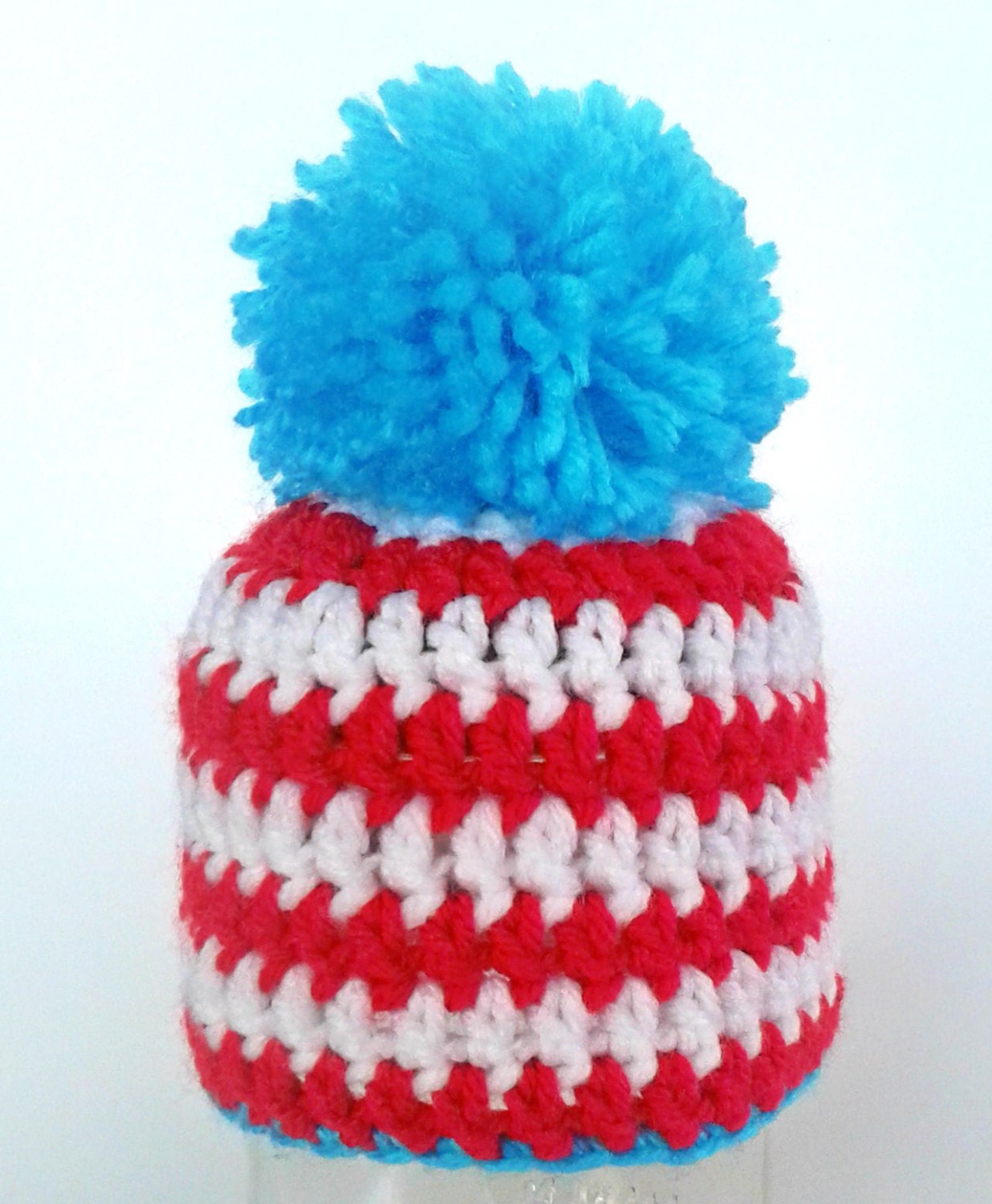 Thing 1 and Thing 2 hats Twin baby hats red white turquoise