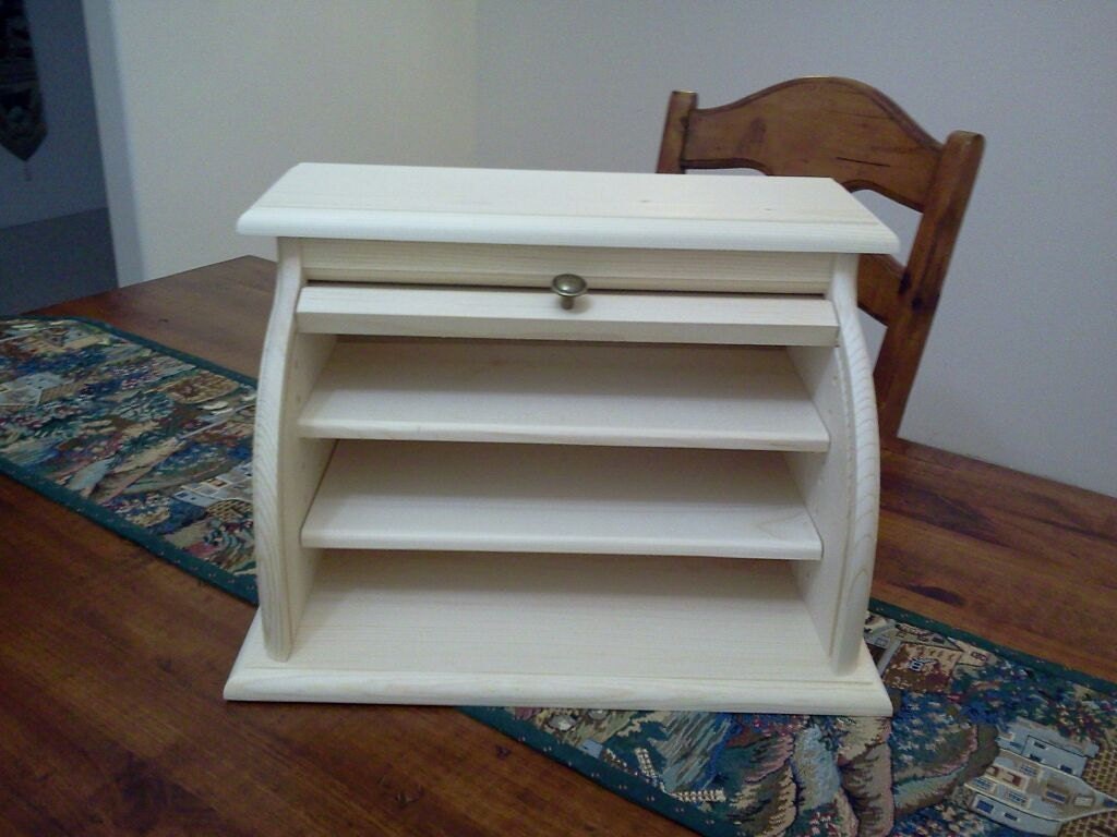 Hand Crafted Solid Pine Unfinished Bread box or Small desk
