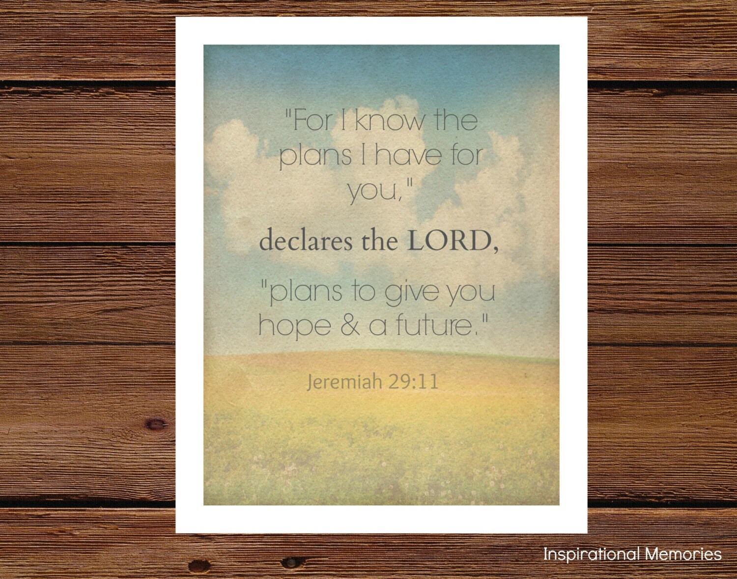 Framed Bible Verse Jeremiah 29:11 For I know the plans I