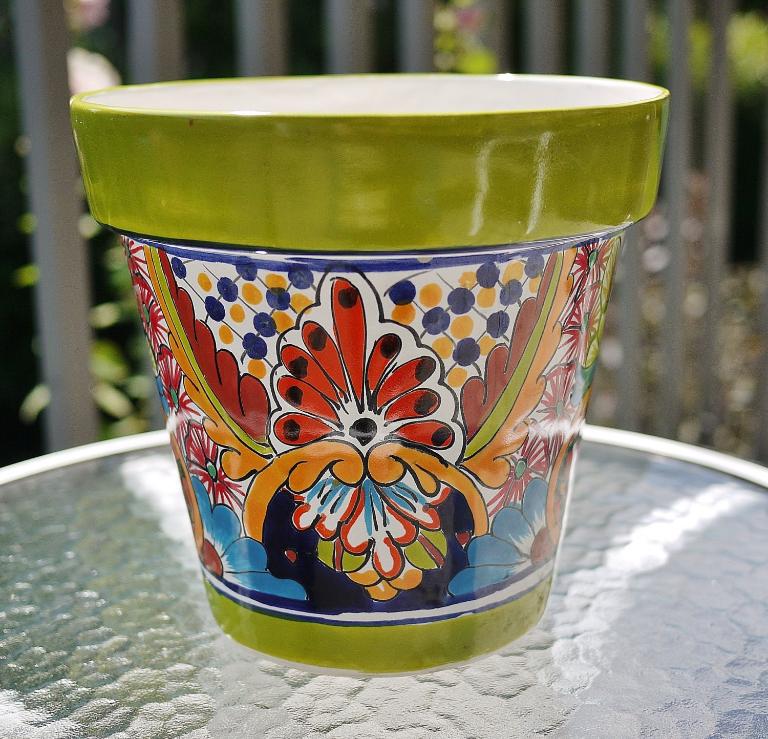 Colorful Talavera Ceramic Planter Handmade in by TalaveraDeco