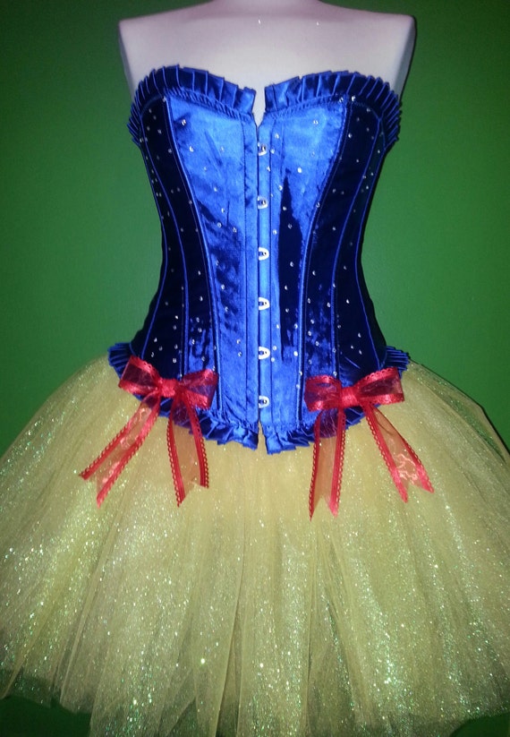 snow white blue yellow and red corset tulle tutu