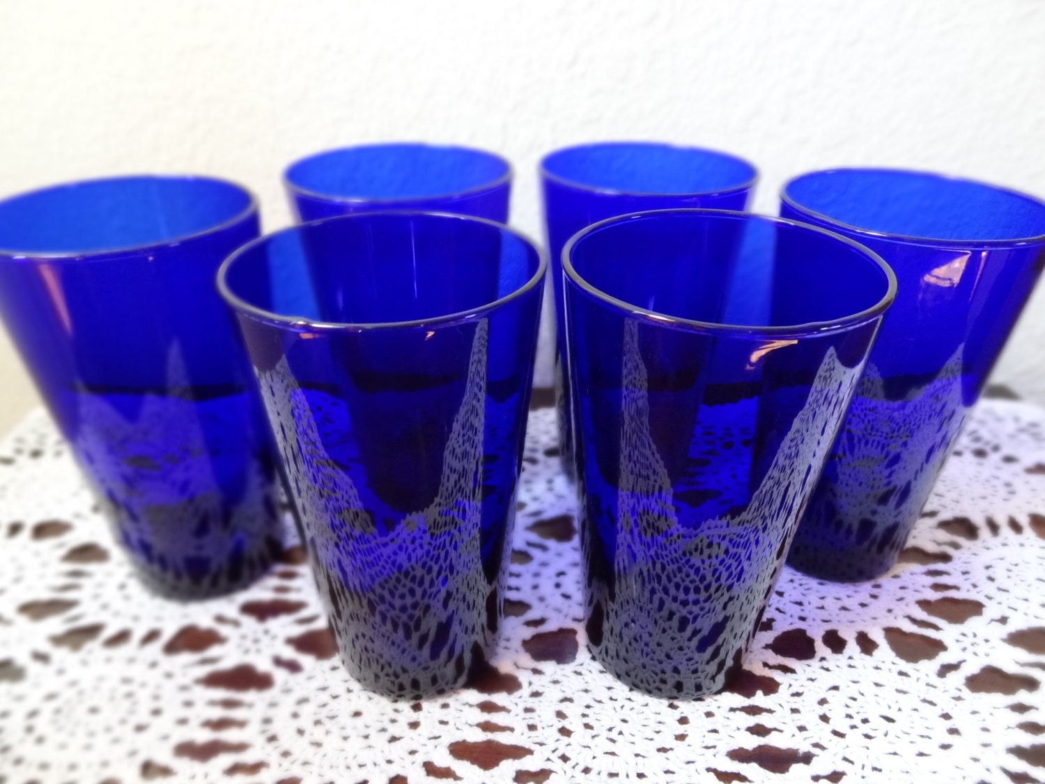 Vintage Set Of Cobalt Blue Drinking Glasses Libbey Glass