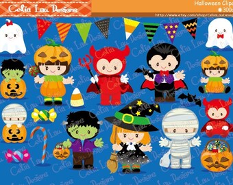HALLOWEEN Clipart, Cute Halloween Baby Digital Clipart, Kawaii Halloween(CG079)