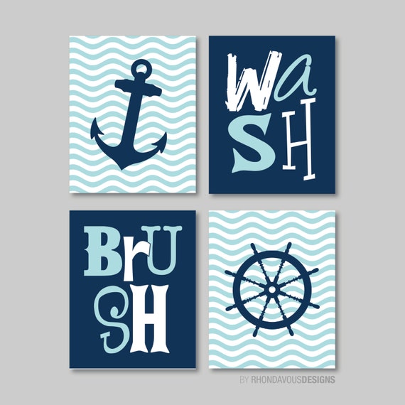 Nautical Bathroom Print Art Bathroom decor Bathroom art