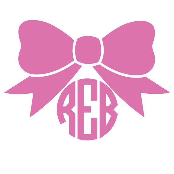 Items similar to Circle Font Monogram Bow Decal, ONE COLOR, Cut Out ...