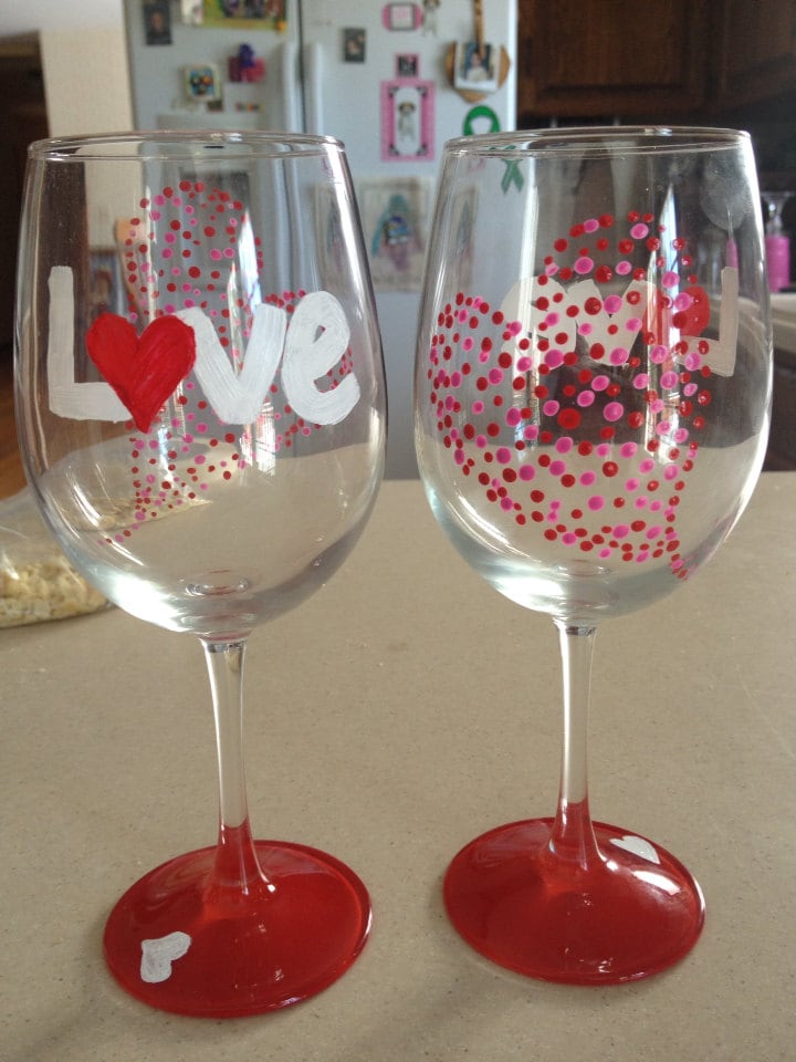 Valentines Day Themed Wine Glasses