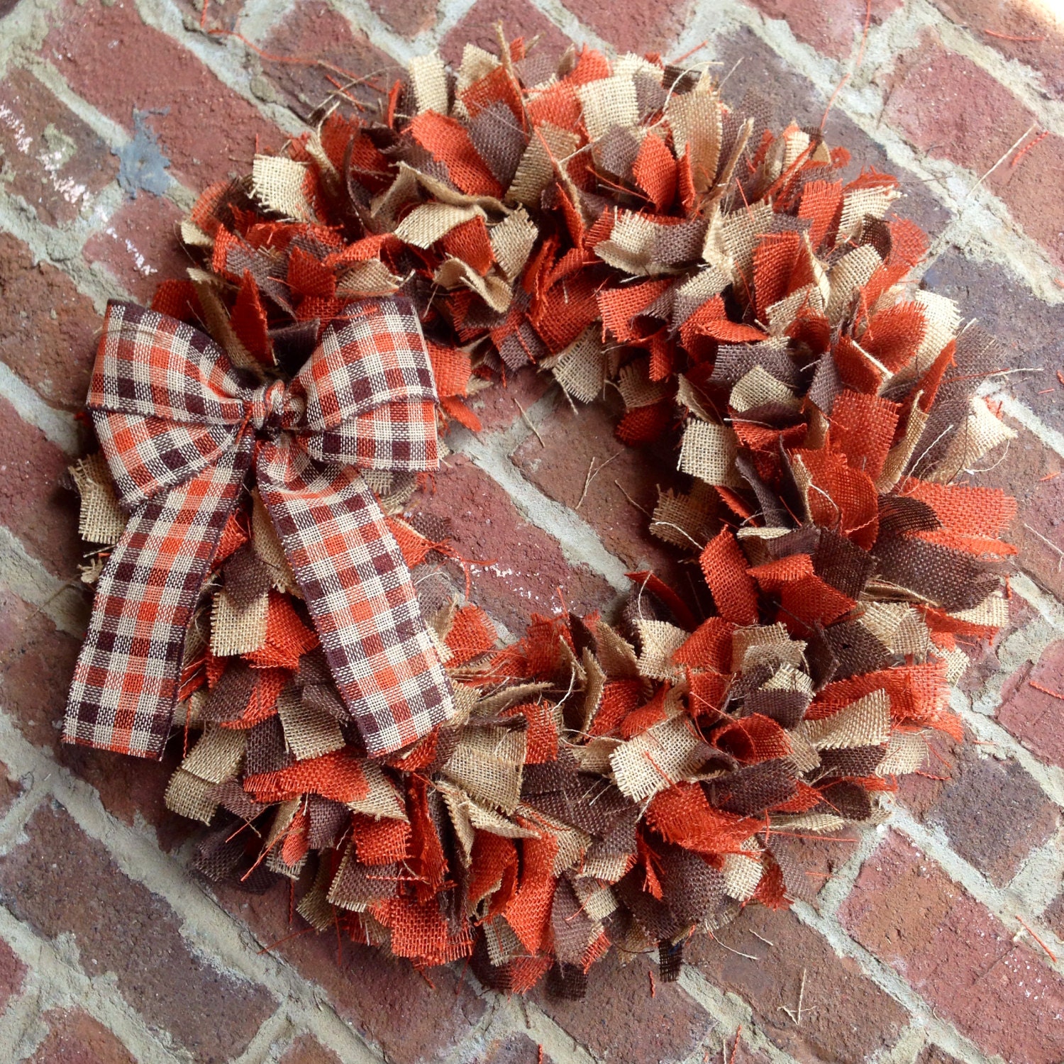 20 Burlap wreath Fall wreath rag wreath by BurlapMamas on Etsy