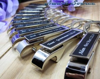 Groomsman Bottle Opener, Groomsmen Bottle Opener - 1, Groomsmen Gift - Personalized BLACK Bottle Opener Keychain ENGRAVED FREE