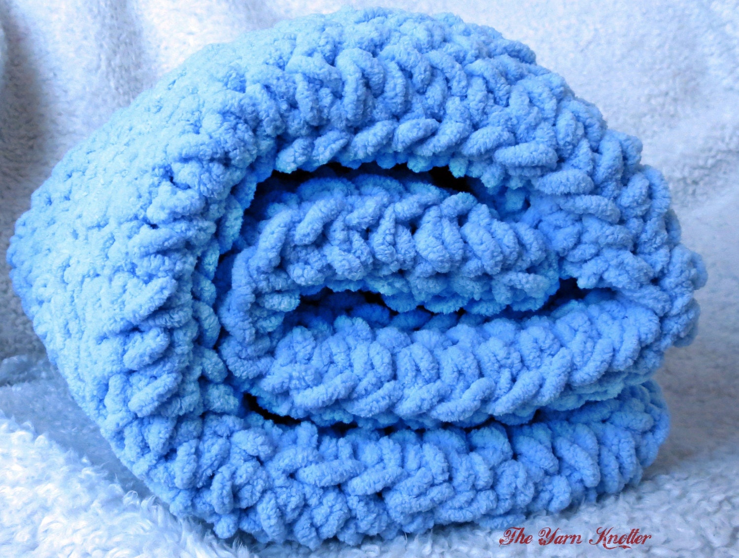 Soft and Cozy baby blue blanket 30x35 Cuddly Warm afghan.