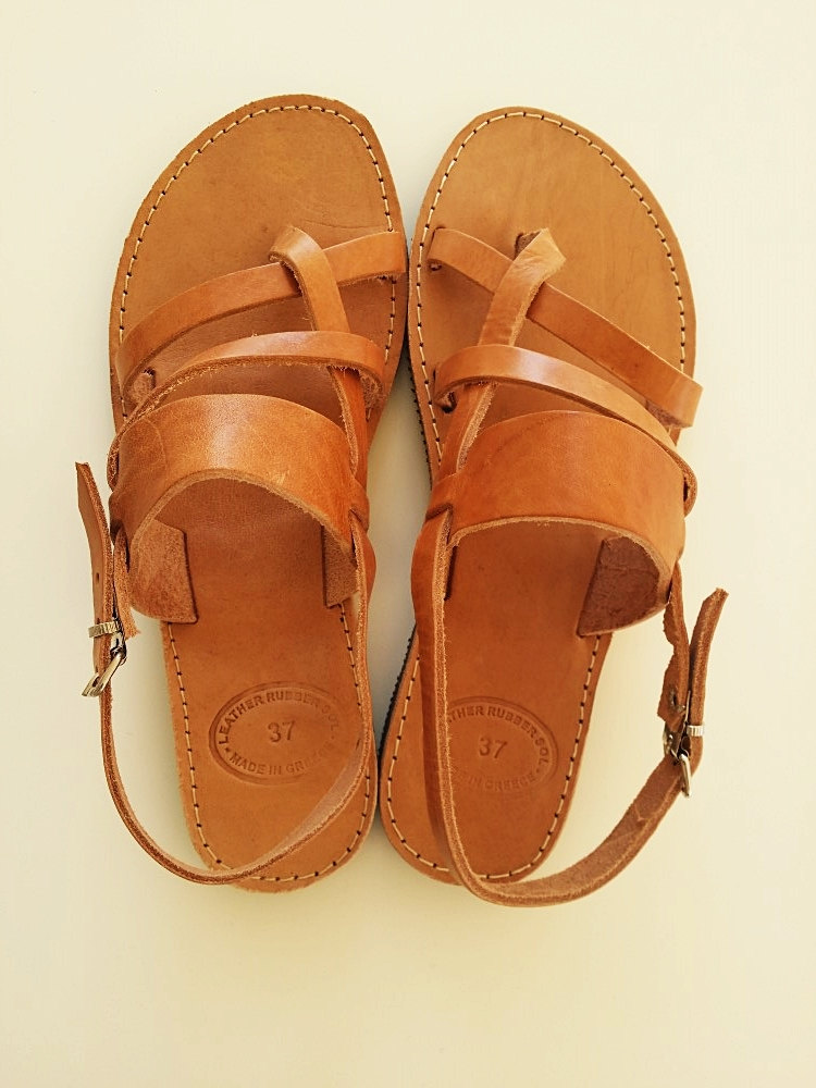 Men Sandals-Ancient Greek Sandals in Brown Natural Leather